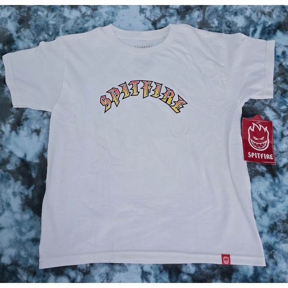 NWT Spitfire Old E Fade Fill White/Red/Gold T-Shirt Youth Size Small - Picture 1 of 7